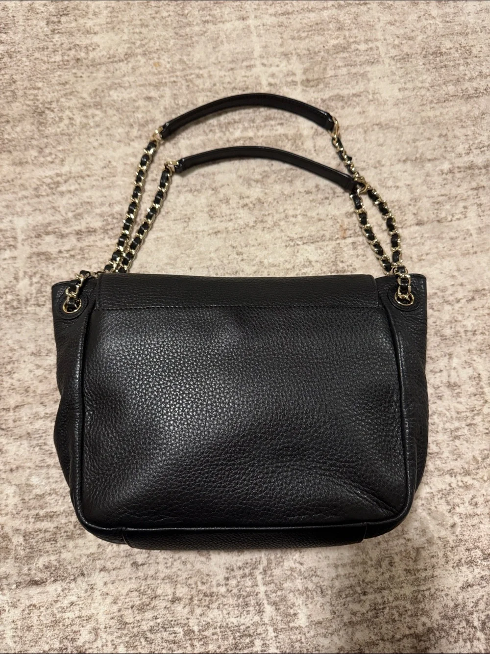 Tory Burch Black Pebbled Leather Chain Shoulder/Crossbody Bag Silver Hardware